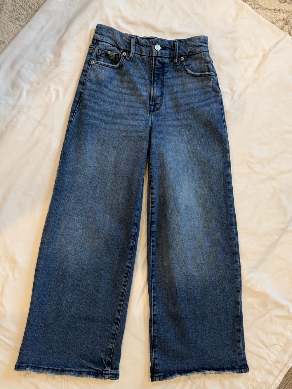 Good American Good Waist Palazzo Crop Jeans | Size 25 | High Rise Wide Leg